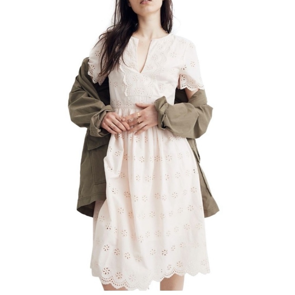 NWT Madewell Scalloped Eyelet Midi Dress - Picture 1 of 12